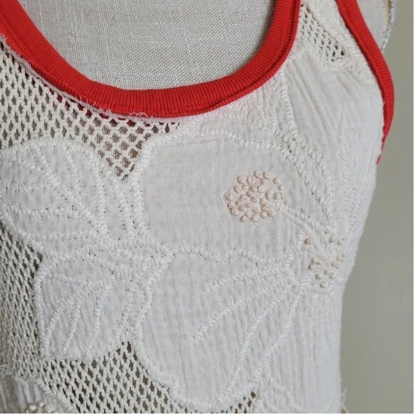 Free People Maxi Midi Dress white red size M - Picture 4 of 8